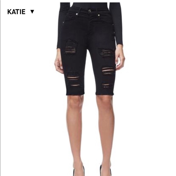 black destroyed bermuda shorts